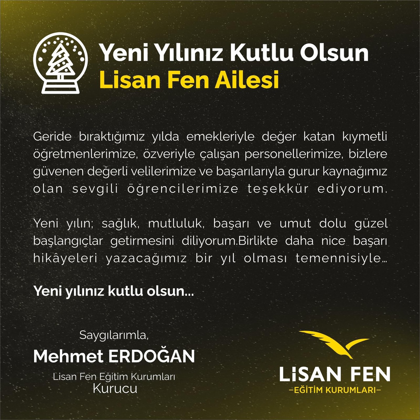 Yeni Yılınız Kutlu Olsun Lisan Fen Ailesi
